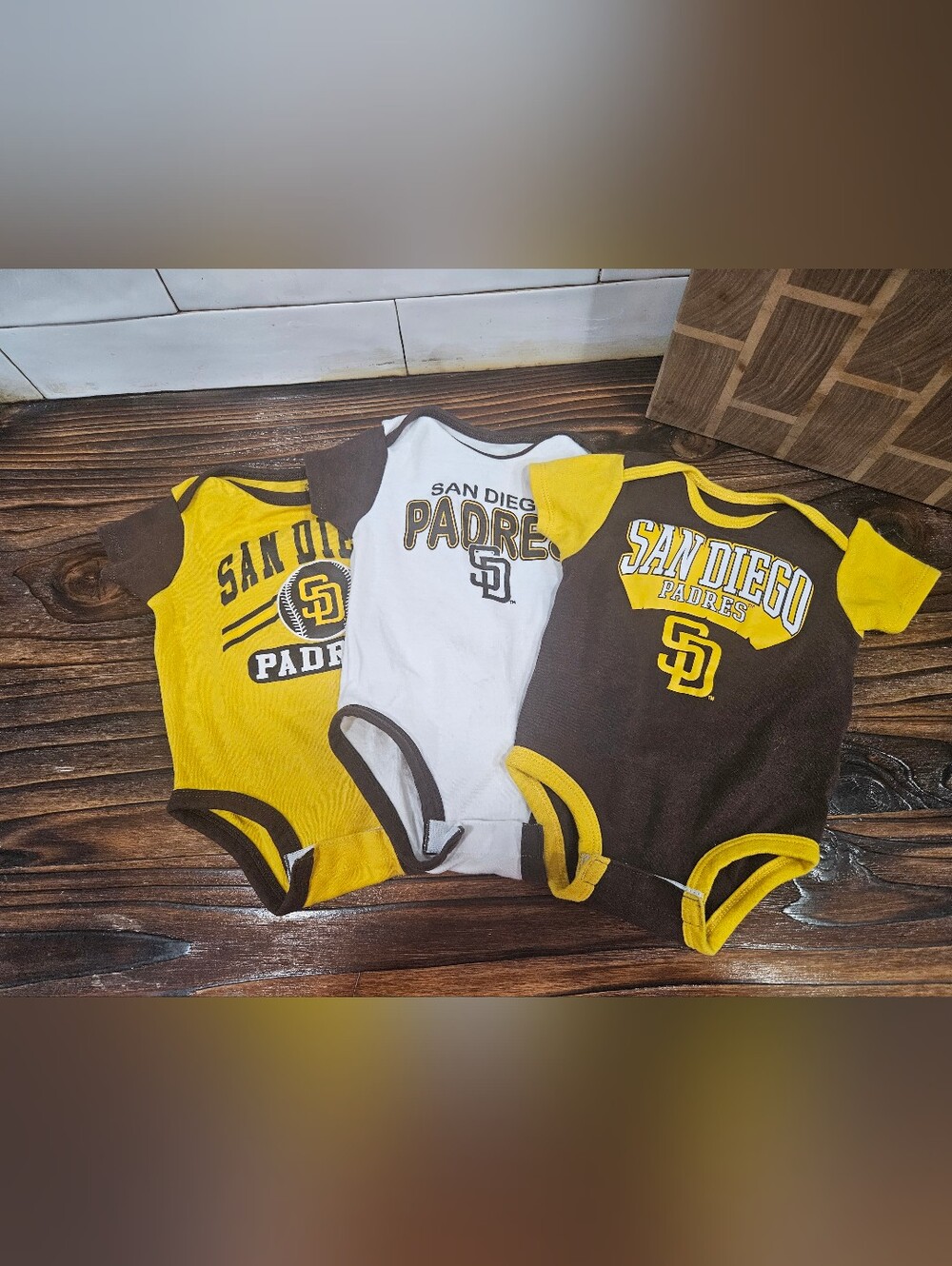 MLB San Diego Padres Baseball 3-6 Month Baby Bodysuits (3-Pack)